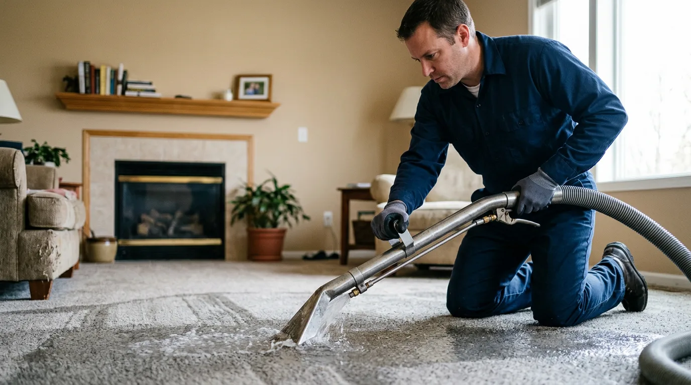 Water damage restoration technician working near Watson, MO
